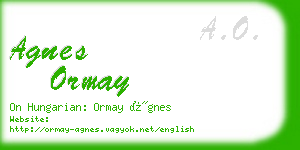 agnes ormay business card